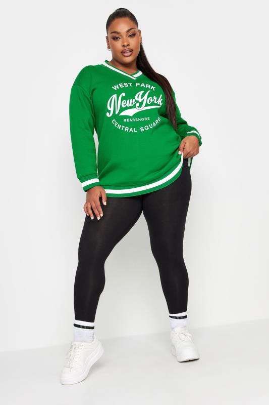 YOURS Plus Size Green 'New York' Slogan Sweatshirt | Yours Clothing 3