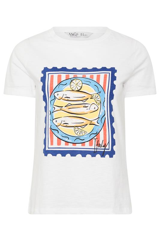 M&Co Petite White Sardine Graphic Print Cotton T-Shirt | M&Co 5