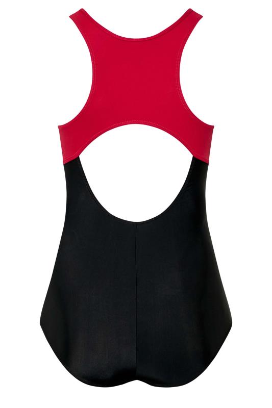 Plus Size Black Colour Block Active Swimsuit | Yours Clothing 7