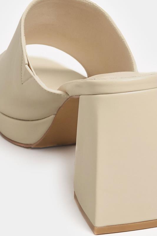 LIMITED COLLECTION Cream Platform Block Mule Sandal Heels In Wide E Fit | Yours Clothing  4