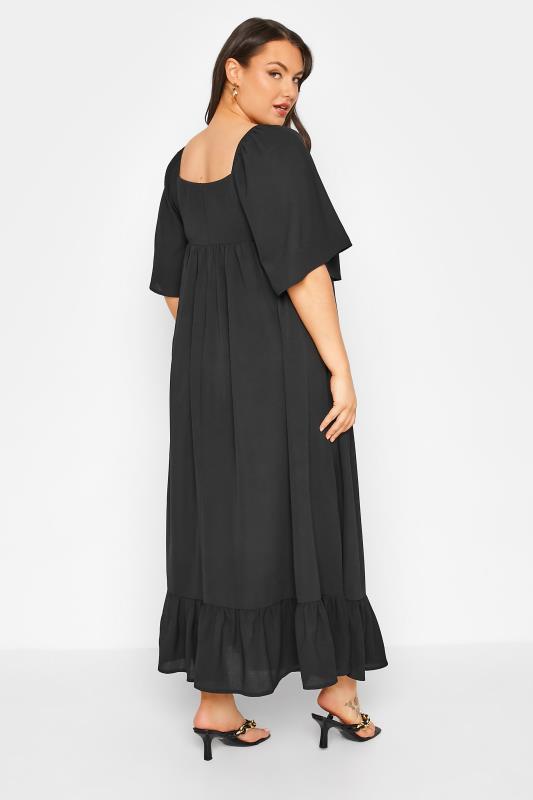 LIMITED COLLECTION Curve Black Ruched Angel Sleeve Dress_C.jpg