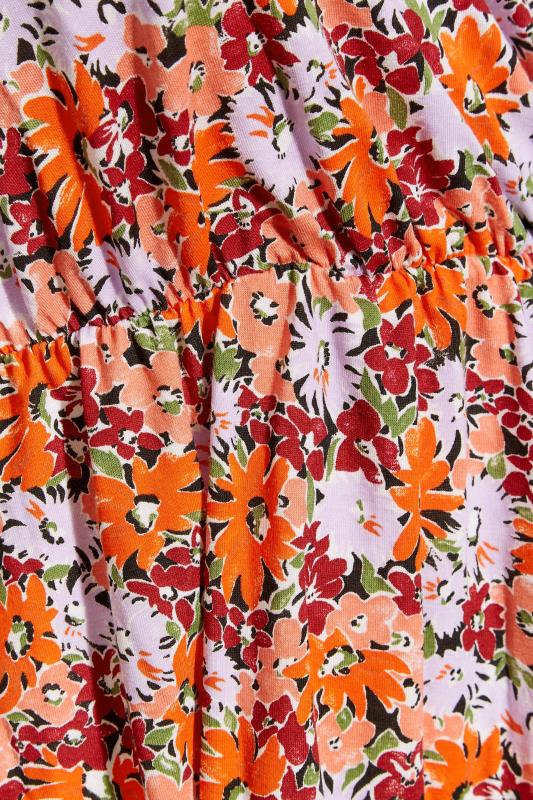 LIMITED COLLECTION Plus Size Orange Floral Print Wrap Top | Yours Clothing 5