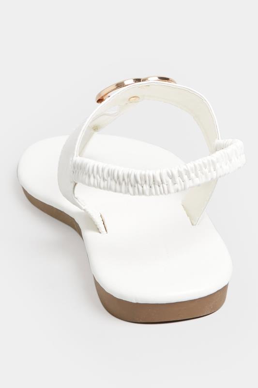 LIMITED COLLECTION White & Gold Double Ring Toe Thong Sandals In Wide E Fit & Extra Wide EEE Fit 4