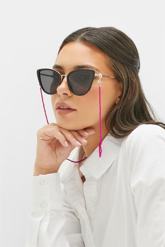 Pink Beaded Sunglasses Chain 2