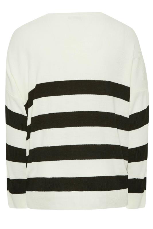 YOURS Plus Size Curve White Stripe Jumper | Yours Clothing  6