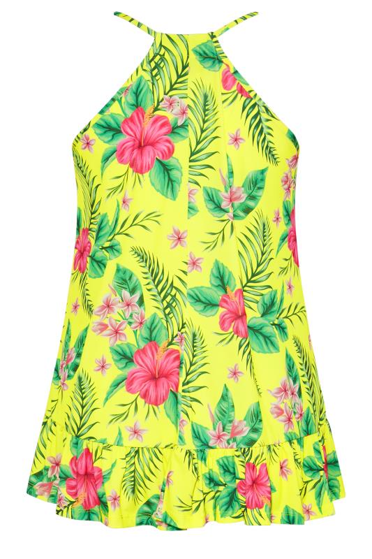 Plus Size Bright Yellow Tropical Print Frill Hem Cami Top | Yours Clothing 6