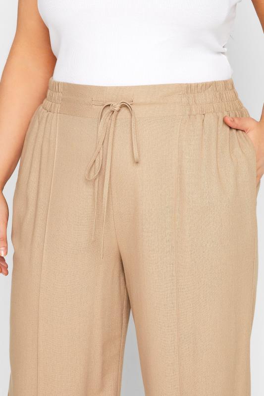 YOURS Plus Size Stone Brown Linen Look Culottes | Yours Clothing 3