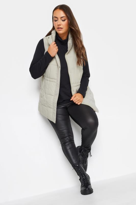 YOURS Plus Size Ivory White Quilted Lightweight Gilet | Yours Clothing 2