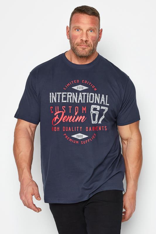 KAM Big & Tall 2 PACK Navy Blue & Grey Athletic Graphic Print T-Shirts 2