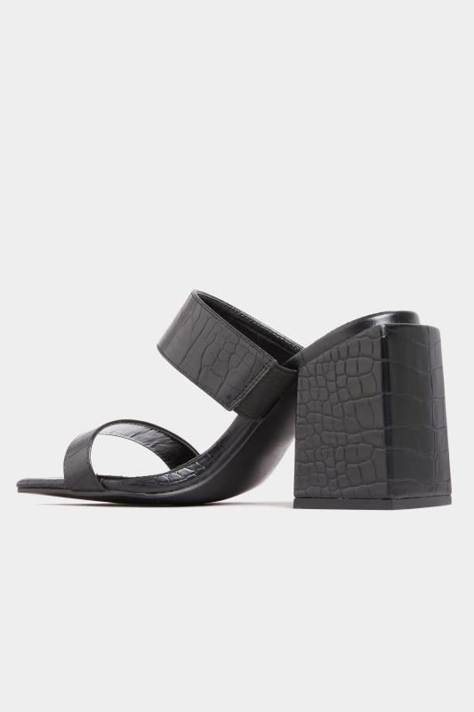LIMITED COLLECTION Black Vegan Faux Leather Croc Heeled Mules In Extra Wide Fit_D.jpg