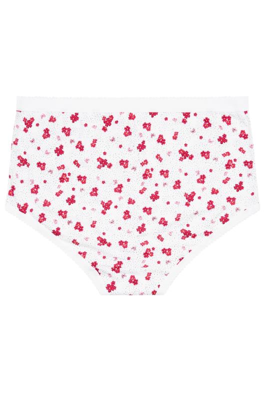 Plus Size 5 PACK Pink & Black Ditsy Floral Print Full Briefs | Yours Clothing 7