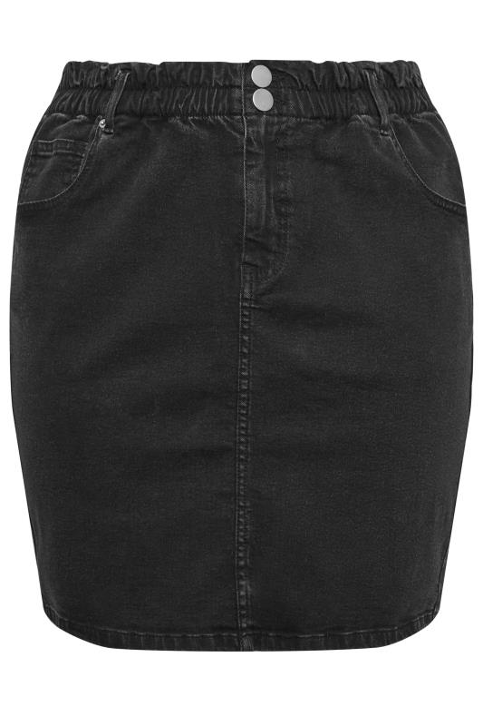 YOURS Plus Size Black Elasticated Waist Denim Skirt | Yours Clothing 5