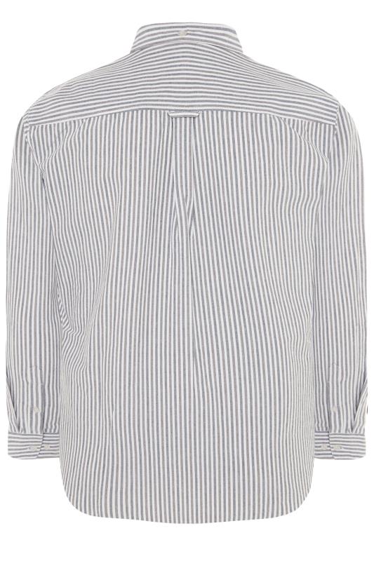 BadRhino Big & Tall Blue & Grey Striped Long Sleeved Oxford Shirt 3