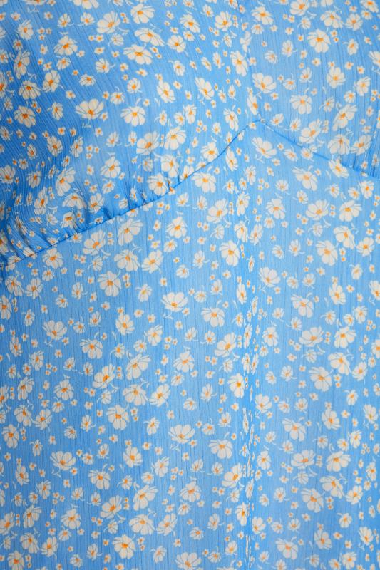 Plus Size Blue Daisy Print Back Tie V-Neck Top | Yours Clothing 4