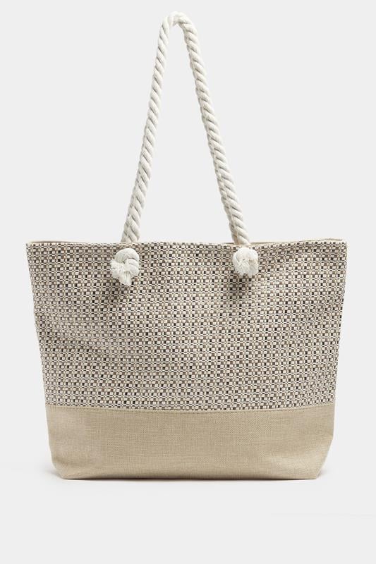  Bolso tote con aspecto de tweed marrón