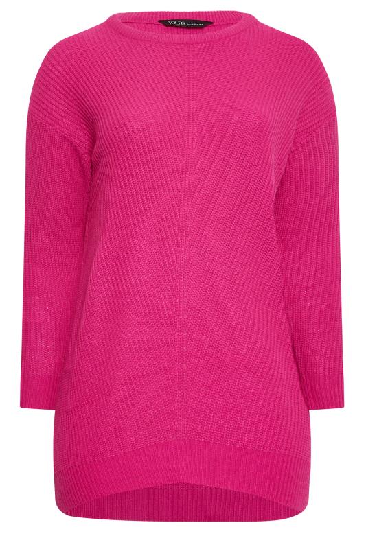 Plus Size Curve Hot Pink Essential Knitted Jumper | Yours Clothing 6