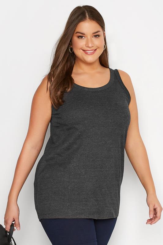 Plus Size Grey Marl Vest Top | Yours Clothing 1