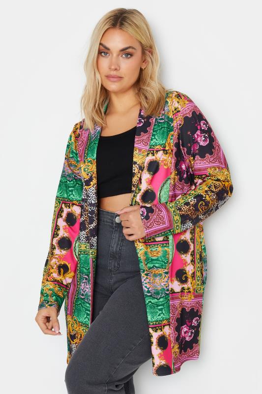  Grande Taille LIMITED COLLECTION Curve Pink & Green Tile Print Blazer