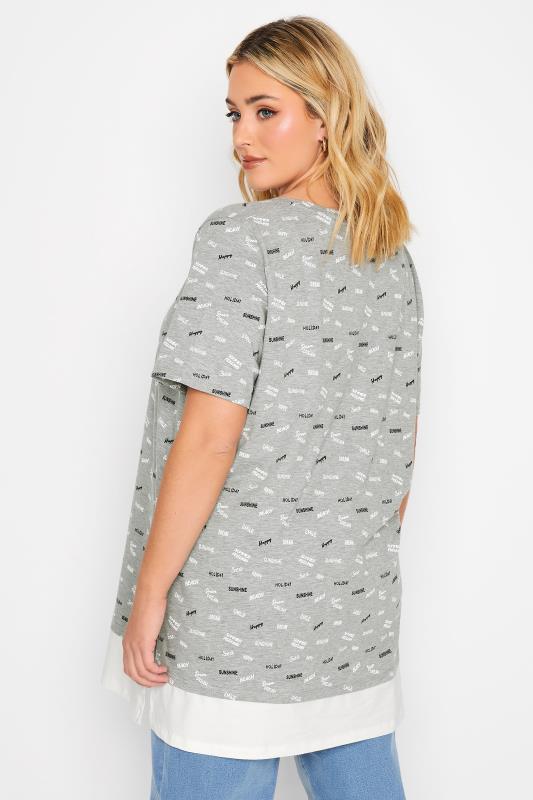 YOURS Plus Size Grey Summer Slogan Print Top | Yours Clothing 3