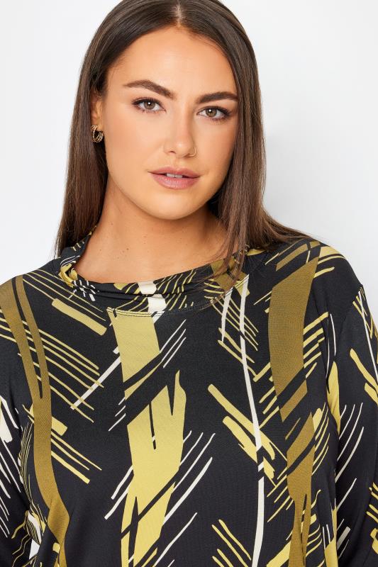 Evans Black & Yellow Abstract Long Sleeve Top 5