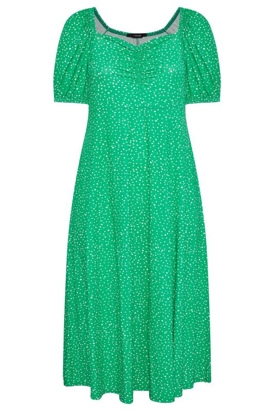 Plus Size Green Spot Print Sweetheart Midaxi Dress | Yours Clothing  6