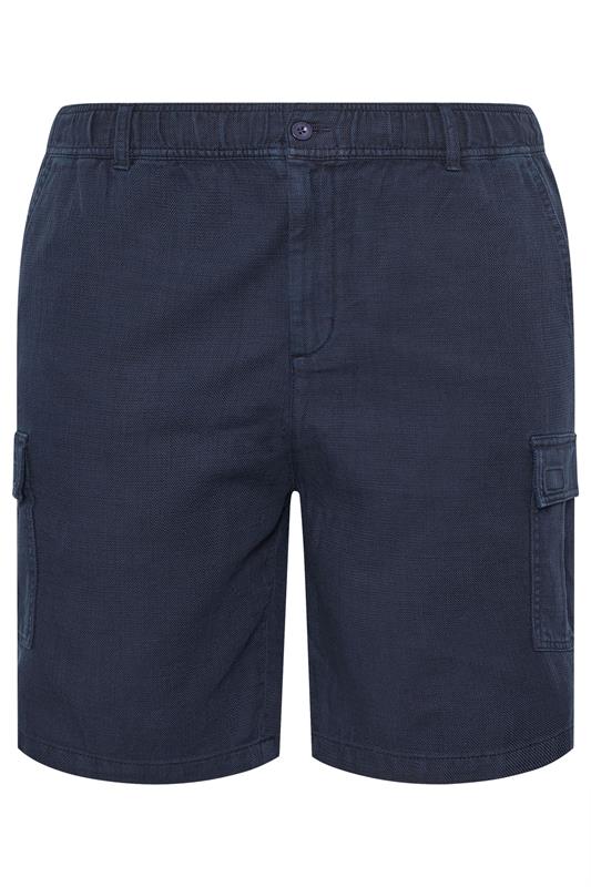 BadRhino Big & Tall Navy Blue Washed Slub Cotton Cargo Shorts | BadRhino 6