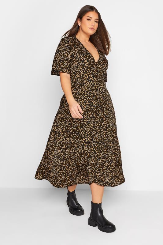 LTS Tall Women's Black Leopard Print Midaxi Wrap Dress | Long Tall Sally 2