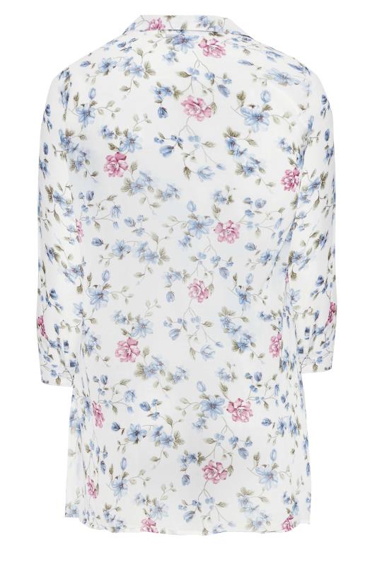 Plus Size White Floral Print Button Through Shirt | Yours Clothing 7