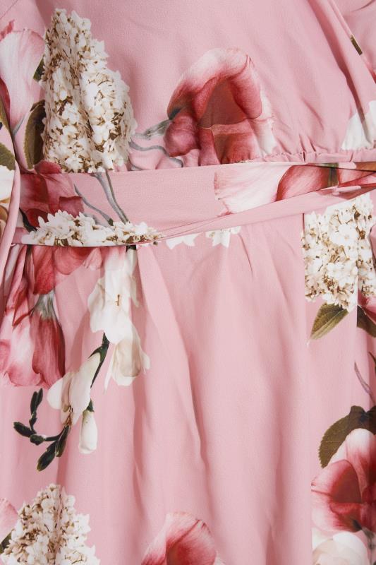 YOURS LONDON Curve Pink Floral Split Sleeve Wrap Top 4