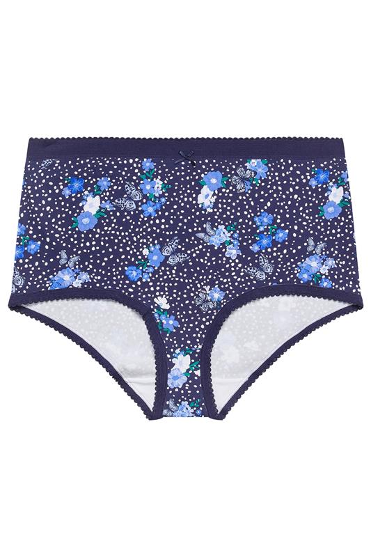 YOURSET 5 PACK Plus Size Blue Floral Butterfly Print Full Briefs | Yours Clothing 7