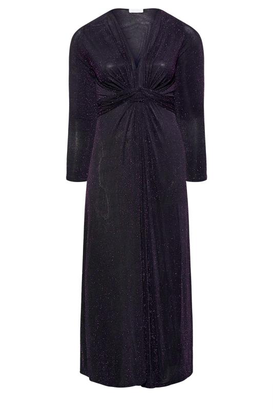 YOURS LONDON Curve Black & Purple Glitter Maxi Dress 6