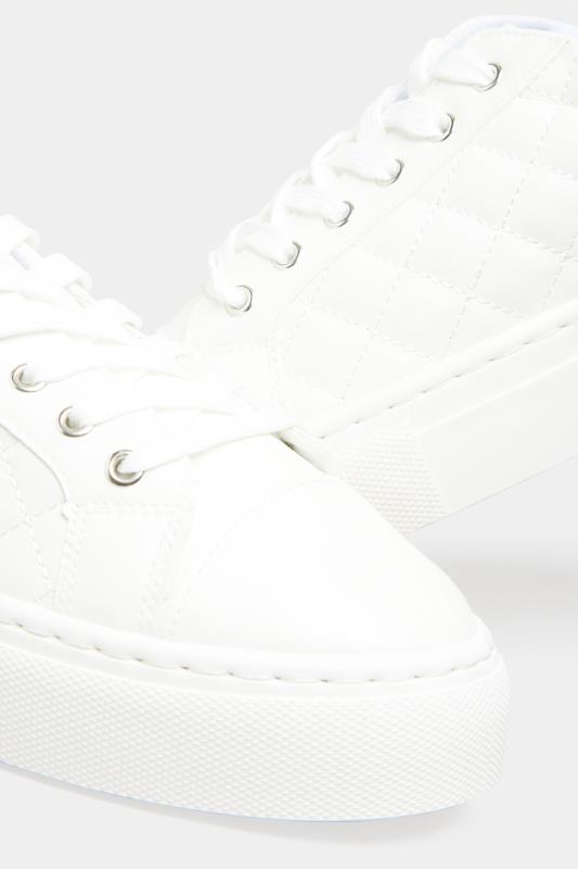 White Quilted Trainers In  Extra Wide EEE Fit 3