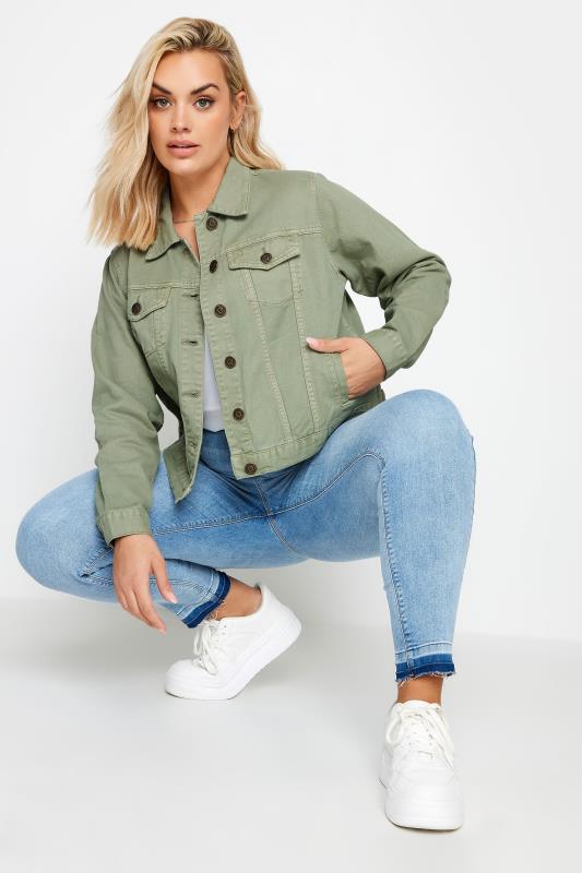 YOURS Plus Size Sage Green Denim Jacket 1