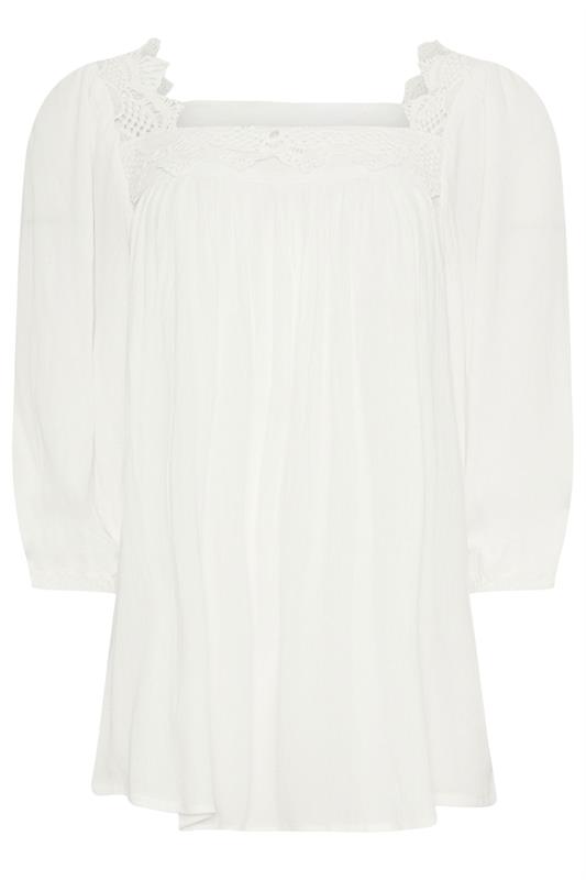 LTS Tall Women's White Square Neck Textured Top | Long Tall Sally 6