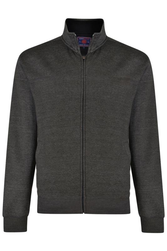 KAM Charcoal Grey Zip Through Sweatshirt_F.jpg