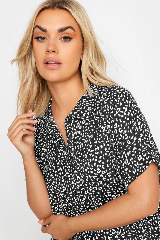 YOURS Plus Size Black Animal Print Button Front Shirt | Yours Clothing 4