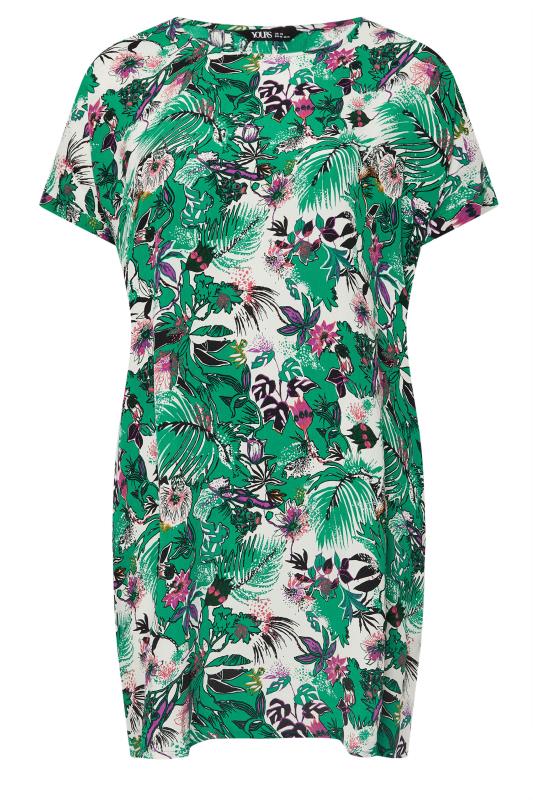 YOURS Plus Size Green Tropical Print Tunic Dress | Yours Clothing 5