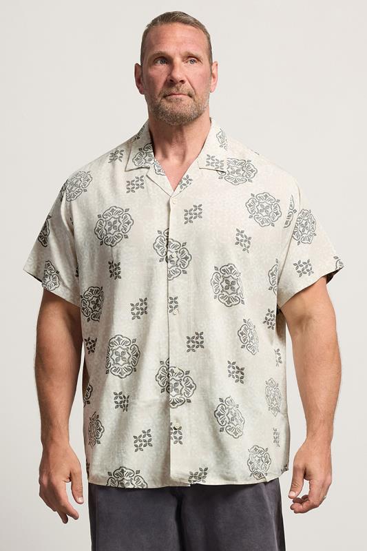  JACK & JONES Big & Tall Chemise manches courtes à imprimé abstrait naturel