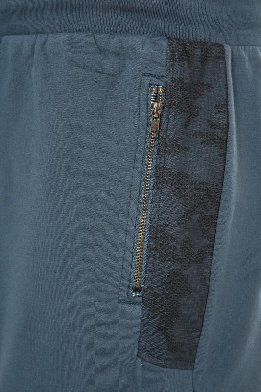 BadRhino Big & Tall Blue Contrast Zip Pocket Jogger Shorts 5