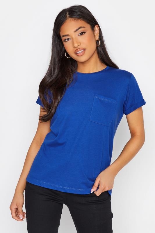 Petite Cobalt Blue Short Sleeve Pocket T-Shirt 1