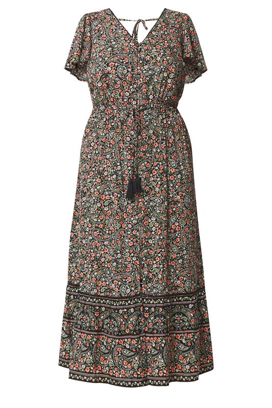 YOURS Plus Size Black Ditsy Floral Border Detail Dress | Yours Clothing 7