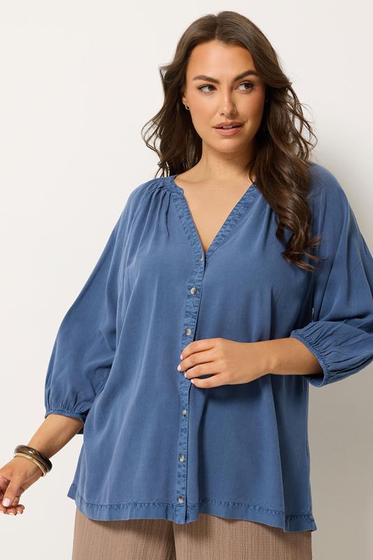  YOURS Blouse bleue en chambray