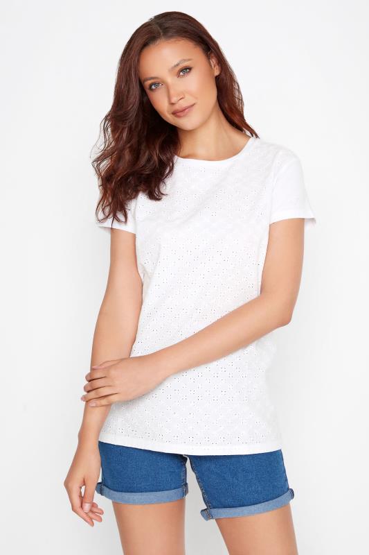 LTS Tall White Broderie Anglaise T-Shirt 3