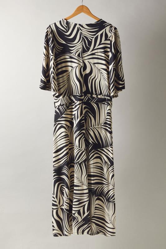 EVANS Plus Size Black Palm Print Wrap Midi Dress | Evans 6