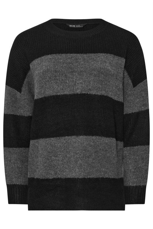 YOURS Plus Size Grey Stripe Knitted Jumper | Yours Clothing 6