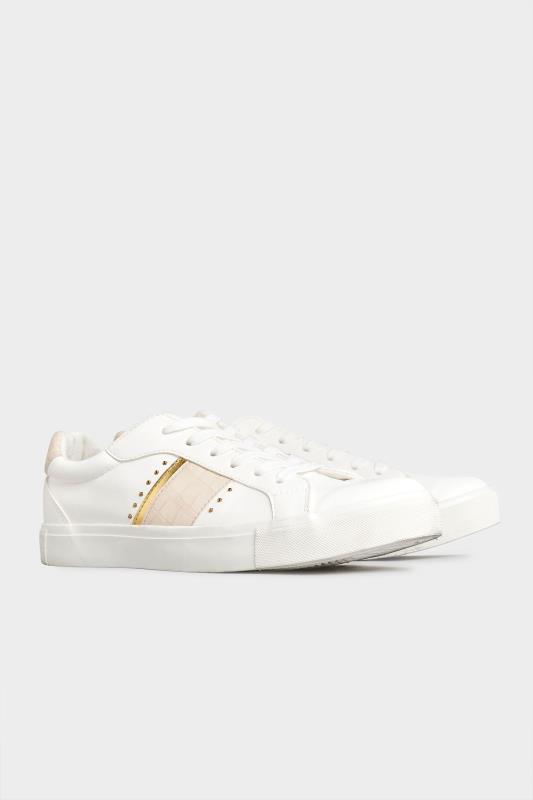 LTS White & Nude Snake Stripe Trainers In Standard D Fit 5