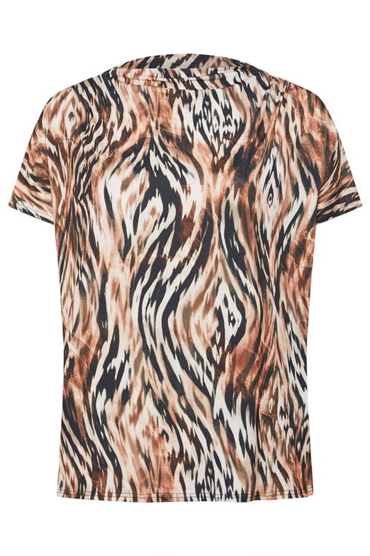 YOURS LONDON Plus Size Brown Zebra Drape Shoulder Top | Yours Clothing 5