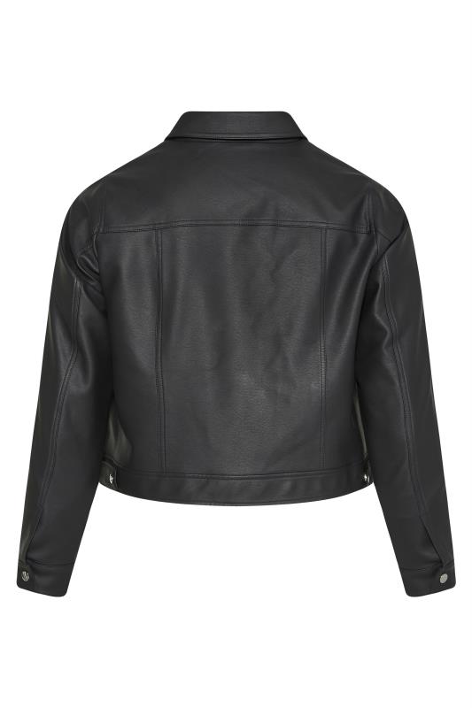 Plus Size Black Faux Leather Button Through Jacket | Yours Clothing 7