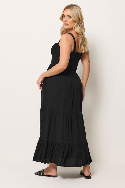 YOURS Plus Size Black Shirred Placket Dress | Yours Clothing 2