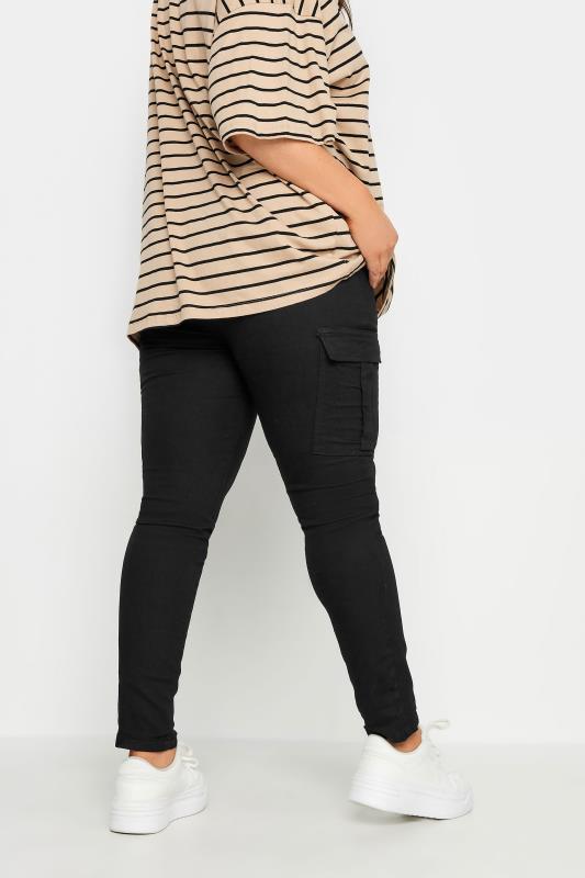 YOURS Plus Size Black Cargo GRACE Jeggings | Yours Clothing 4